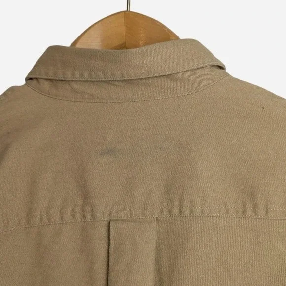 Croft & Barrow Wolf Mountain Scene Novelty Print Button Up Shirt Tan Medium - Picture 7 of 8